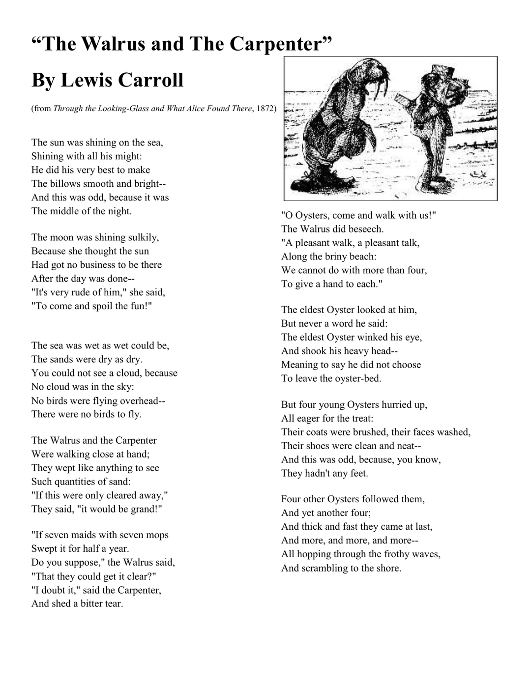 Words in a Poem: The Walrus and the Carpenter | Tuva