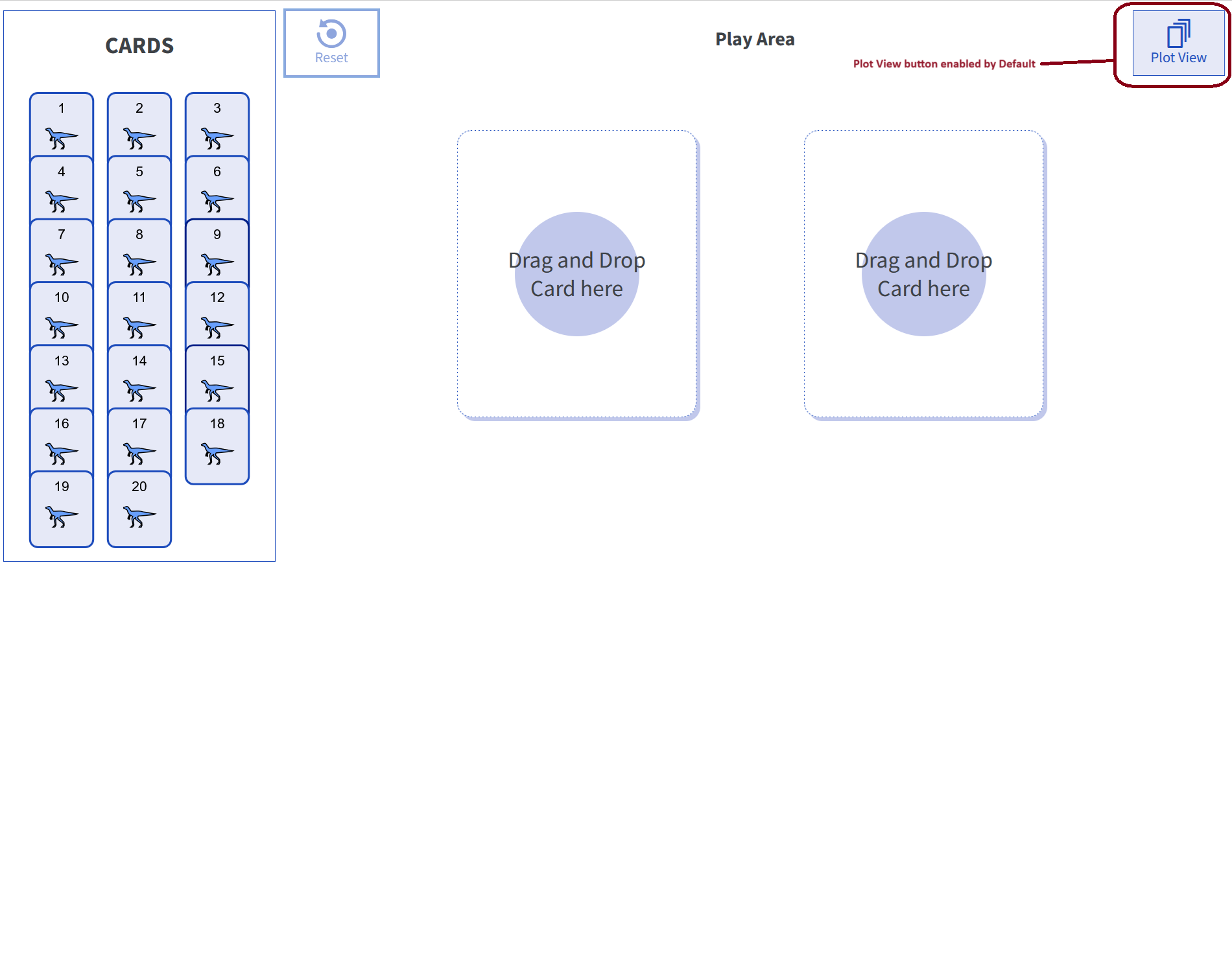 Screenshot of Tuva Jr. Play View with the Plot View button available before any visual has been created