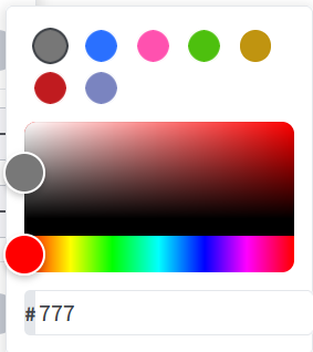 Before screenshot of the older color picker with circular swatches and the hue selector attached below the color area