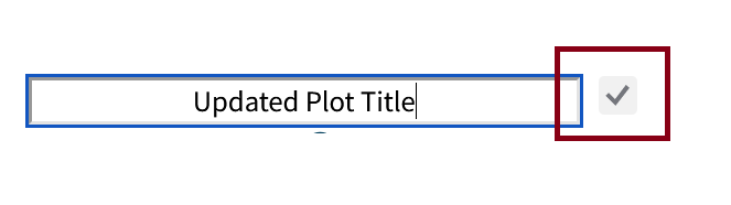 Screenshot of the plot title editing field with a checkmark button for confirming the new title