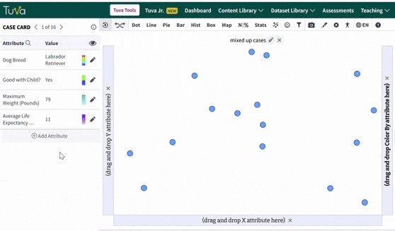 Animated demo of dragging an attribute into the new Order By drop zone above the legend in Tuva Data Tools