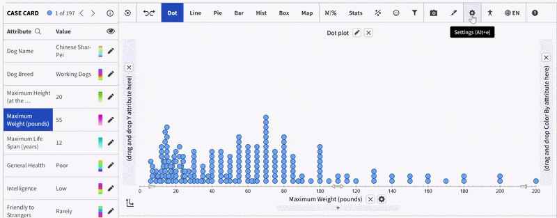 Animated demo of the Major Step and Minor Step fields in the Plot Settings card adjusting axis tick mark spacing