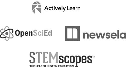 Partner logos including Actively Learn, OpenSciEd, Newsela, and STEMscopes